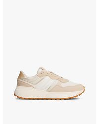 Tommy Hilfiger - Suède Sneaker Met Gemengde Texturen En Profielzool - Lyst
