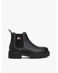 Tommy Hilfiger - Leather Rubberised Logo Cleat Chelsea Boots - Lyst