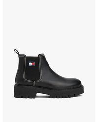 Tommy Hilfiger - Leren Chelsea Boot Met Profielzool En Logo - Lyst