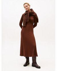 Tommy Hilfiger - Ribbed Midi Fit And Flare Dress - Lyst