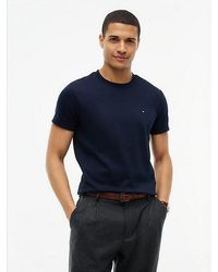 Tommy Hilfiger - Flag Embroidery Slim Interlock Knit T-shirt - Lyst