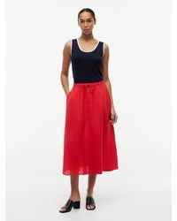 Tommy Hilfiger - Jupe Midi Évasée En Pur Lin - Lyst