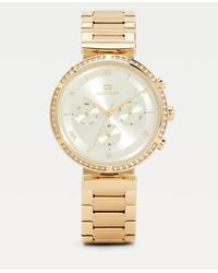 Tommy Hilfiger - Gold Ionic-plated Crystal-embellished Watch - Lyst