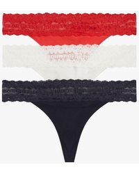 Tommy Hilfiger - 3-Pack Logo Lace Trim Tanga Thongs - Lyst