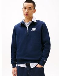 Tommy Hilfiger - Bubble Logo Back Graphic Quarter Zip Sweatshirt - Lyst