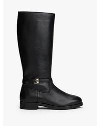 Tommy Hilfiger - Leather Th Monogram Buckle Riding Boots - Lyst