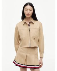 Tommy Hilfiger - Relaxed Fit Crest Embroidery Cropped Shirt - Lyst
