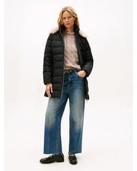 Tommy Hilfiger - Faux Fur Hood Down Puffer Coat - Lyst
