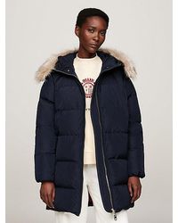 Tommy Hilfiger - Daunenmantel Mit Kunstpelz-Besatz An Kapuze - Lyst