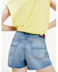 Tommy Hilfiger Denim Hotpant Met Fading - Blauw