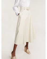 Tommy Hilfiger Leren Midi-rok Met Ceintuur - Wit