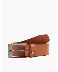 Tommy Hilfiger - Enamel Flag Rectangular Buckle Leather Belt - Lyst