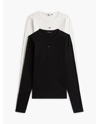 Tommy Hilfiger - 2 Pack Slim Ribbed Long Sleeve T-Shirts - Lyst