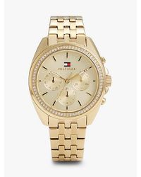 Tommy Hilfiger - Vergoldete Chronograf-Uhr Mit Kristallverzierung - Lyst