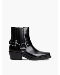 Tommy Hilfiger - Leather Strap Buckle Western Boots - Lyst