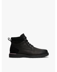 Tommy Hilfiger - Leren Veterboots Met Profielzool - Lyst