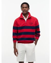 Tommy Hilfiger - Stripe Mock Neck Quarter-Zip Sweatshirt - Lyst