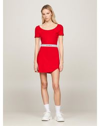 Tommy Hilfiger - Logo Tape Fit And Flare Dress - Lyst