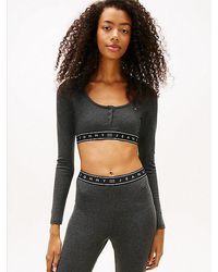 Tommy Hilfiger - Slim Fit Cropped Top Met Lange Mouwen - Lyst