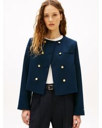 Tommy Hilfiger - Textured Wool Blend Double Breasted Jacket - Lyst