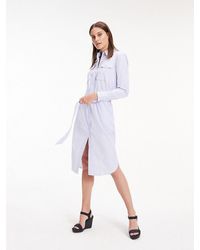 Tommy Hilfiger Biologisch Katoenen Overhemdjurk In Utility-stijl - Wit