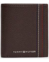 Tommy Hilfiger - Logo Pebble Grain Leather Trifold Wallet - Lyst
