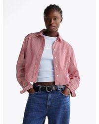 Tommy Hilfiger - Poplin Cropped Relaxed Fit Blouse Met Streep - Lyst