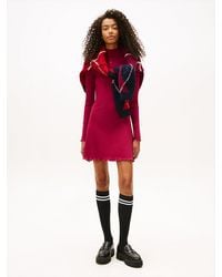 Tommy Hilfiger - Ruffle Trim Ribbed Slim Mini Dress - Lyst