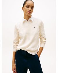 Tommy Hilfiger - Pull En Maille Torsadée À Col Ras-Du-Cou - Lyst