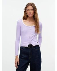 Tommy Hilfiger - Tommy Jeans Slim Ribbed Long Sleeve Top - Lyst