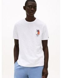 Tommy Hilfiger - T-Shirt Met Ronde Hals En Tropisch Logo - Lyst