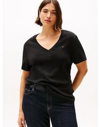 Tommy Hilfiger - Curve Slim Fit T-Shirt Met V-Hals - Lyst