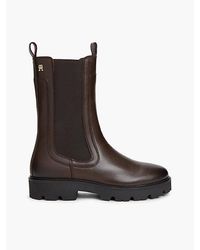 Tommy Hilfiger - Leather Cleat High Chelsea Boots - Lyst