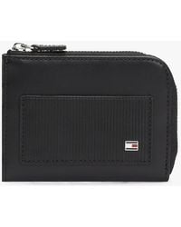 Tommy Hilfiger - Hilfiger Flag Ribbed Leather Zip-Around Wallet - Lyst