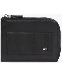 Tommy Hilfiger - Hilfiger Flag Ribbed Leather Zip-Around Wallet - Lyst