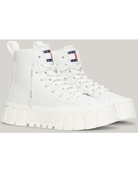 Tommy Hilfiger - Leather Cleat Mid-top Platform Trainers - Lyst