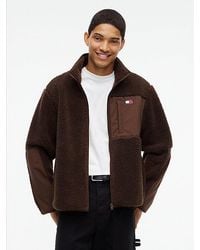 Tommy Hilfiger - Tommy Jeans Mixed Texture Teddy Fleece Jacket - Lyst