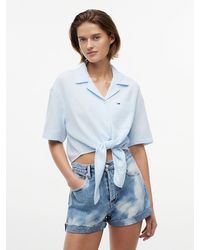 Tommy Hilfiger - Crinkle Tie Front Short Sleeve Shirt - Lyst