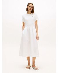Tommy Hilfiger - Contrast Fit And Flare Midi Dress - Lyst