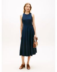 Tommy Hilfiger - Robe Midi En Lin Mélangé À Boutons Dorés - Lyst