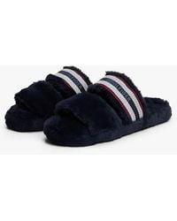 Ted Baker Topply Cross-over Faux-fur Slippers In Pink