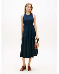 Tommy Hilfiger - Tone Button Linen Blend Midi Dress - Lyst