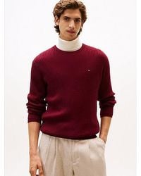 Tommy Hilfiger - Ribgebreide Trui Met Ronde Hals En Kasjmier - Lyst