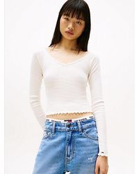 Tommy Hilfiger - Slim Fit Longsleeve T-Shirt Met Geborduurd Logo - Lyst