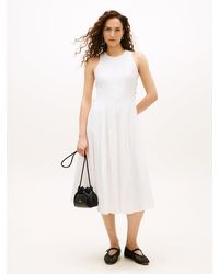 Tommy Hilfiger - Robe Midi En Lin Mélangé À Boutons Dorés - Lyst