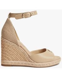 Tommy Hilfiger - Logo Plaque Leather Wedge Heel Espadrilles - Lyst