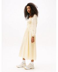 Tommy Hilfiger - Voile Midi-Jurk Met Vierkante Hals - Lyst