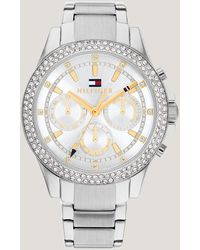 Tommy Hilfiger - Stainless Steel Silver White Dial Crystal-embellished Watch - Lyst