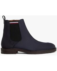 Tommy Hilfiger - Bottes Chelsea Crantées En Daim - Lyst