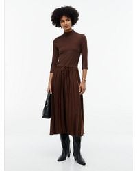 Tommy Hilfiger - Ribbed Pleated Slim Midi Dress - Lyst